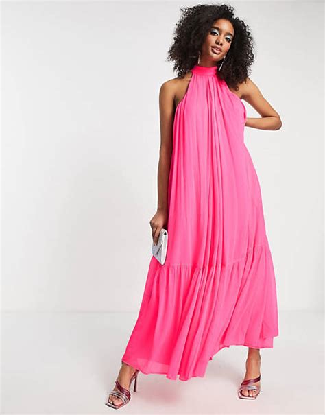 asos pink dress maxi|pink maxi halter dress.